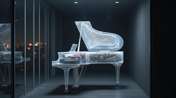 Un piano transparent alliant esthétique et technologie moderne