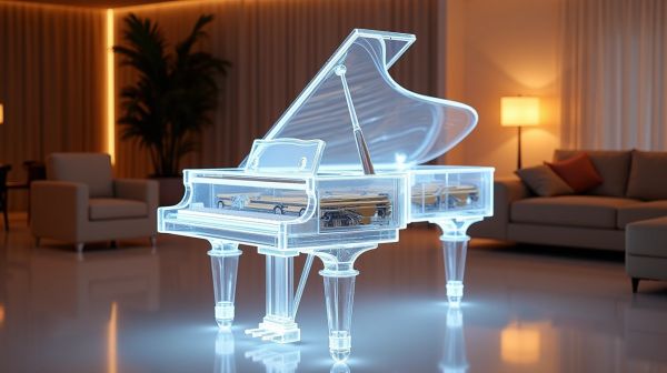 Un piano transparent alliant esthétique et technologie moderne